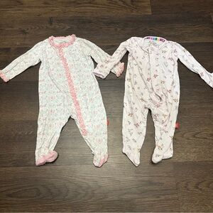 Magnetic Me Pajamas 0-3 Months Pink White Horse Ruffle Baby Girl